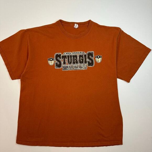 Delta Vintage 2009 Sturgis Motorcycle Rally Orange Tee Shirt - Picture 2 of 7